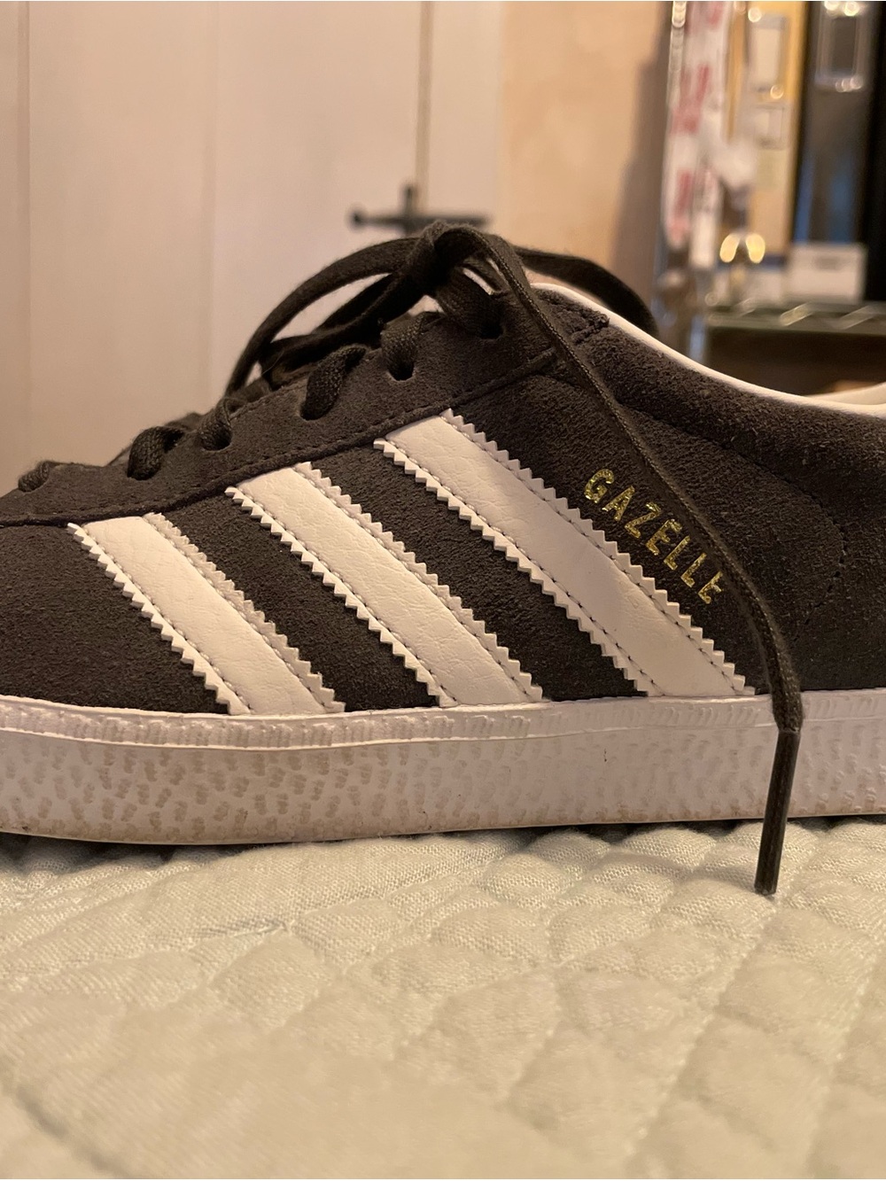 Adidas One-To-One Reissue of '91 Gazelle Black Suede Sneakers with White Stripes